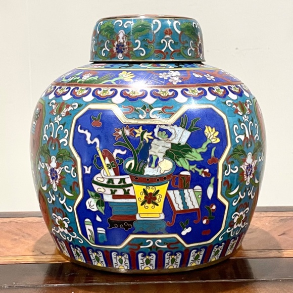 Antique Chinese Cloisonné Enamel Ginger Jar - Picture 2 of 14